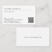 Einfache Elegante Berufliche Minimal Moderne QR Co Visitenkarte (Vorne/Hinten)