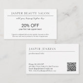 Einfache Elegante Berufliche Minimal QR Code Moder Rabattkarte (Vorne/Hinten)