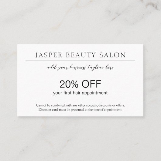 Einfache Elegante Berufliche Minimal QR Code Moder Rabattkarte (Vorderseite)