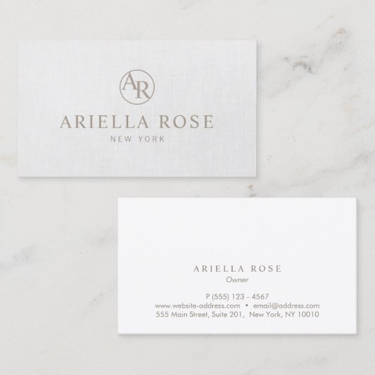 Einfache, elegante, Berufliche Monogramm Visitenkarte (Vorne/Hinten)