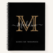 Einfache elegante Berufliche Schwarz-Gold-Monogram Notizblock (Vorderseite)