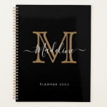 Einfache elegante Berufliche Schwarz-Gold-Monogram Planer<br><div class="desc">Einfache elegante Beruflich Black Gold Monogram Planner</div>