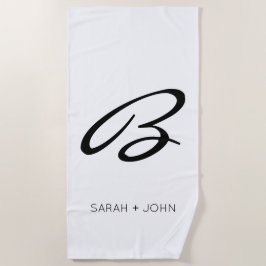 Einfache elegante Bezeichnung für das weiße Monogr Strandtuch