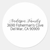 Einfache elegante Bezeichnung für schwarze Skripte Runder Aufkleber (Vorderseite)