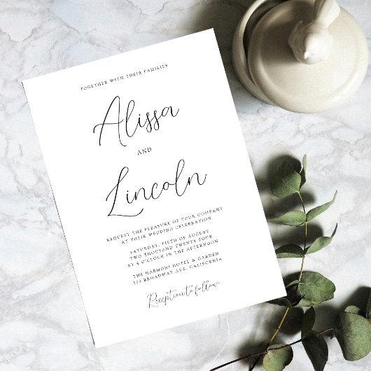 Einfache elegante Big Calligraphy Names Wedding Einladung