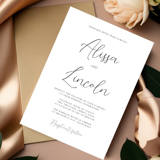 Einfache elegante Big Calligraphy Names Wedding Einladung