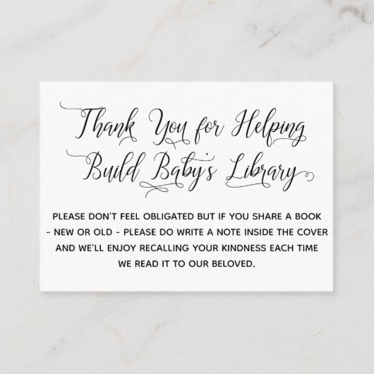 Einfache Elegante Bitte schicken Sie eine Buchanfr Begleitkarte (Rückseite)