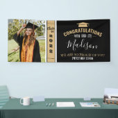 Einfache Elegante Black 1 Foto Abschluss Banner (Messe)