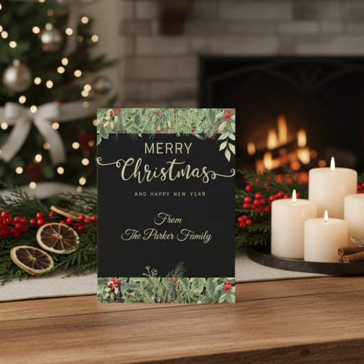 Einfache Elegante Black Christmas Card Feiertagskarte