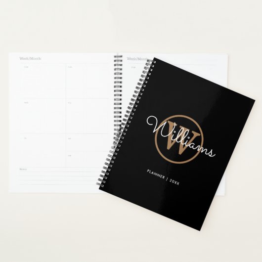 Einfache elegante Black Gold Monogram Name 2023 Planer (Anzeige)