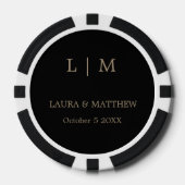 Einfache Elegante Black Gold Monogram Wedding Pokerchips (Vorderseite)