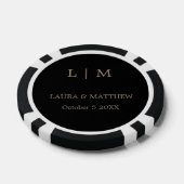 Einfache Elegante Black Gold Monogram Wedding Pokerchips (Einzeln)