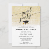 Einfache Elegante Black Gold Script Graduation Par Einladung (Vorderseite)