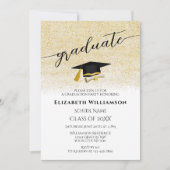 Einfache Elegante Black Gold Script Graduation Par Einladung (Vorderseite)