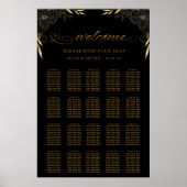 Einfache elegante Black & Gold Seating Chart Poster (Vorne)