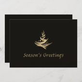 Einfache Elegante Black Gold Weihnachtsbaum Feiertagskarte (Vorne/Hinten)