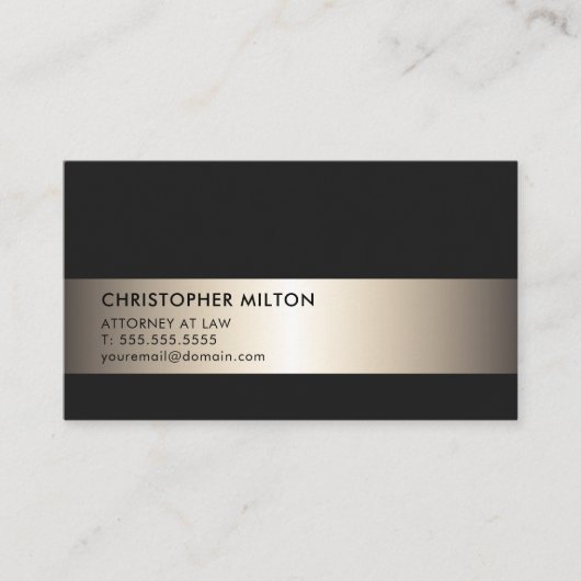 Einfache elegante Black Imitats Metal Stripe Anwäl Visitenkarte (Vorderseite)
