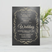 *~* Einfache, elegante Black Iridescent Gold Hochz Einladung (Stehend Vorderseite)