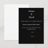 Einfache elegante Black Modern Wedding Einladung (Vorne/Hinten)
