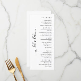 Einfache elegante Black Modern Wedding Menu Flat Menükarte