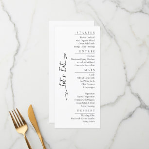 Einfache elegante Black Modern Wedding Menu Flat Menükarte
