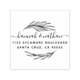 Einfache elegante Blätter | Hochzeitsfeier Rücksen Permastempel