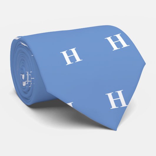 Einfache, elegante blaue Monogramm Mit Monogramm Krawatte (Gerollt)