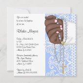 Einfache Elegante Blaue Rosare Taufe/Christening Einladung (Vorderseite)