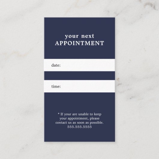 Einfache Elegante Blaue Schönheit Ernennung Terminkarte (Vorderseite)