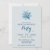 Einfache & elegante Blaue Snowflake Neues Jahr Par Einladung (Vorderseite)