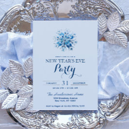 Einfache & elegante Blaue Snowflake Neues Jahr Par Einladung