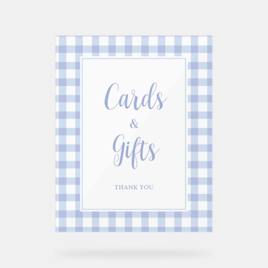 Einfache Elegante Blue Gingham Karten und Geschenk Acrylschild (Vorderseite)