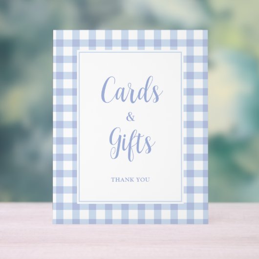 Einfache Elegante Blue Gingham Karten und Geschenk Acrylschild (Neutral)