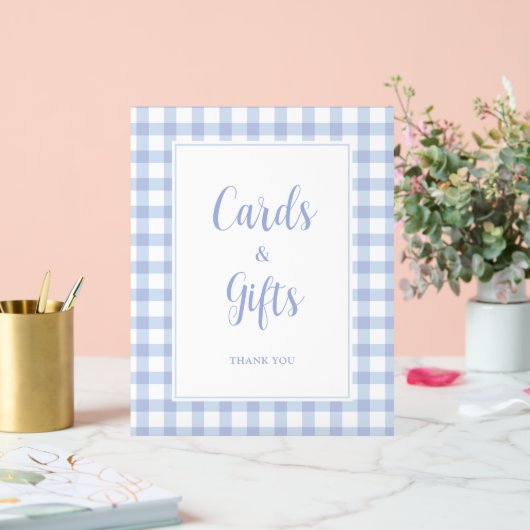 Einfache Elegante Blue Gingham Karten und Geschenk Acrylschild (Hochzeit)
