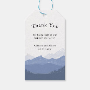 Einfache elegante Blue Mountain Hochzeit Danke Geschenkanhänger