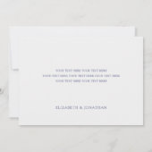 Einfache Elegante Blue Script Custom Foto Wedding Dankeskarte (Rückseite)