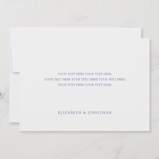 Einfache Elegante Blue Script Custom Foto Wedding Dankeskarte (Rückseite)