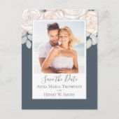 Einfache Elegante Blues Grau Rose Bouquet Postkarte (Vorderseite)