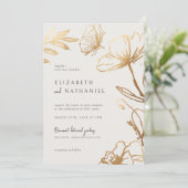 Einfache, elegante Blume & Butterfly-Hochzeit Einladung (Stehend Vorderseite)