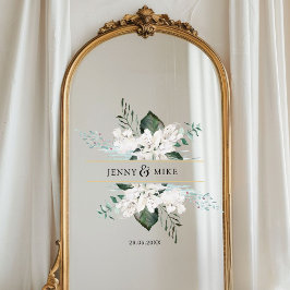 Einfache, elegante Blume Hochzeit Fensteraufkleber