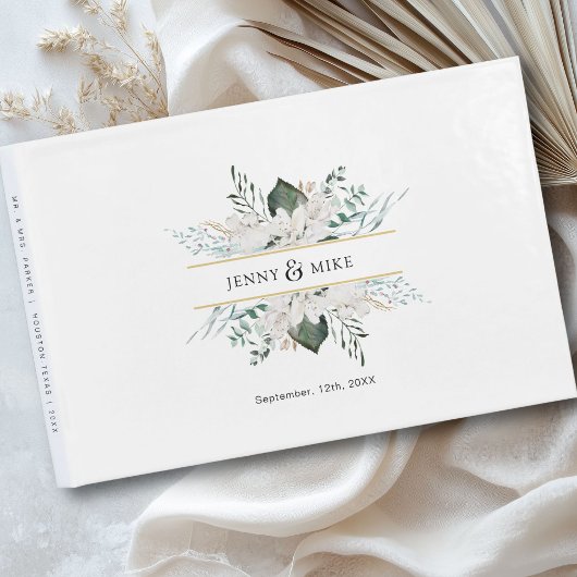 Einfache, elegante Blume Hochzeit Gästebuch