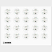Einfache, elegante Blume Hochzeit Runder Aufkleber (Blatt)