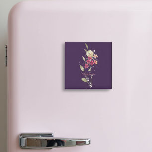 Einfache Elegante Blume Plum Lila Magnet