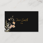 Einfache Elegante Blume | Schwarz Visitenkarte (Vorderseite)