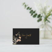 Einfache Elegante Blume | Schwarz Visitenkarte (Stehend Vorderseite)