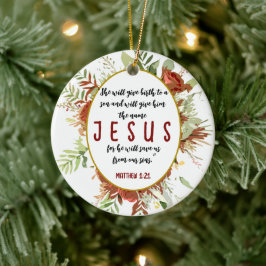 Einfache elegante Blume und Bibelversen Keramik Ornament