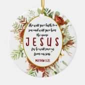 Einfache elegante Blume und Bibelversen Keramik Ornament (Vorne)