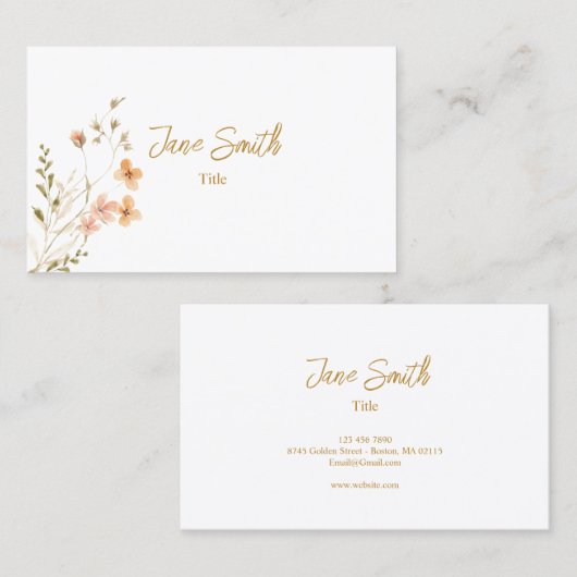 Einfache Elegante Blume Visitenkarte (Vorne/Hinten)