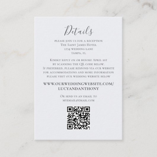 Einfache Elegante Blumenblätter QR-Code Begleitkarte (Vorderseite)