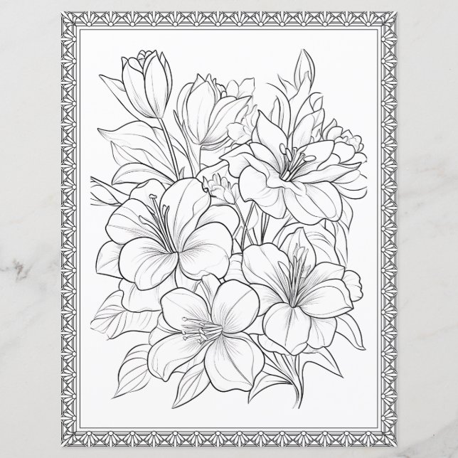 Einfache Elegante Blumenfarbseite (Vorderseite)